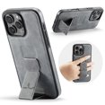 thumbnail image 1 of Case Designed for iPhone 16 Pro, Classic PU leather Kickstand & Hand Grip, Support Magnetic Car Mount Shockproof Protective Ultra Slim Back Case Cover for iPhone 16 Pro, Gray, 1 of 6