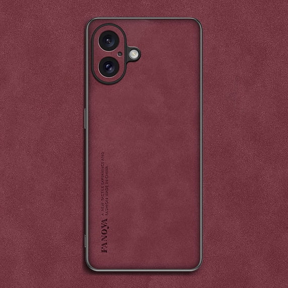 Case Designed for iPhone 16, Slim Fit Classic PU Leather Shockproof Anti-Slip Lightweight Wireless Charging Vintage Phone Case Cover for iPhone 16, Winered