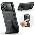 thumbnail image 1 of Case Designed for iPhone 17 Pro, Classic PU leather Kickstand & Hand Grip, Support Magnetic Car Mount Shockproof Protective Ultra Slim Back Case Cover for iPhone 17 Pro, Black, 1 of 6
