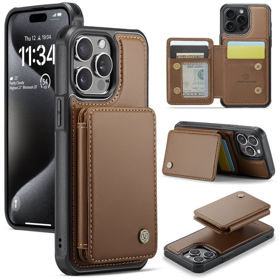 Case Designed for iPhone XS/X, Classic RFID Blocking Detachable Magnetic Card Slots Kickstand Durable Shockproof Protective Magnetic Buckle 2 In 1 Case for iPhone XS/X - Brown