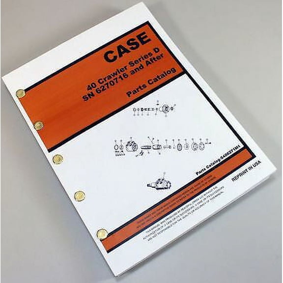 Case Drott 40D 40 Series D Sn 6270716+ Crawler Excavator Parts Manual Catalog