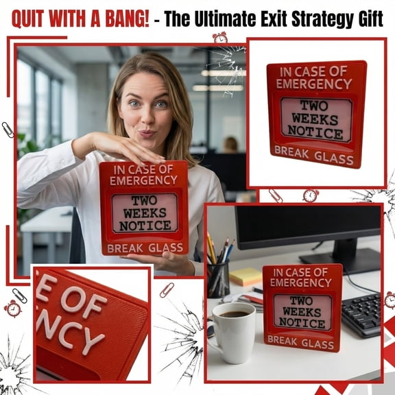in Case of Emergency Break Glass Boxes, 4X4 in 3D Printed Plastic, Coworker Leaving Gifts, Funny Office Decor, Farewell Gift for Coworker, Desk Decorations, 1 Pc