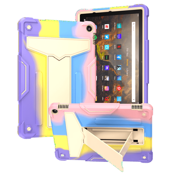 Case for Fire HD 10/HD 10 Plus Tablet (2021 Release, 11th Generation) - Kids Friendly Shockproof EVA Case Convertible Stand Full Body Rugged Protective Cover, Rainbow