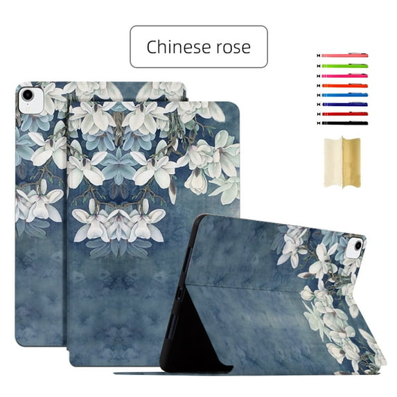Case Fit for iPad Pro 11 2022/2021/2020/2018, Slim Lightweight Smart Shell Multi-angle Viewing Kickstand Cover with Flower Pattern, with Auto Wake/Sleep Magnetic Case for iPad Air4/5,Chinese Rose