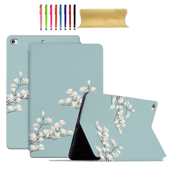 Case Fit for iPad mini 4 7.9" 2015/iPad mini 5 7.9" 2019, Slim Lightweight Smart Shell Multi-angle Viewing Kickstand Cover with Flower Pattern, Auto Wake/Sleep Magnetic Case, Gardenias