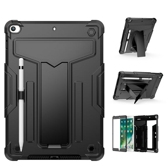 Case For Apple iPad 10th Gen 2022 Tough Hybrid Kickstand Vertical 3in1 Shockproof Anti-Scratch PC + Silicone Armor Tablet Tablet Cover [ Black ]