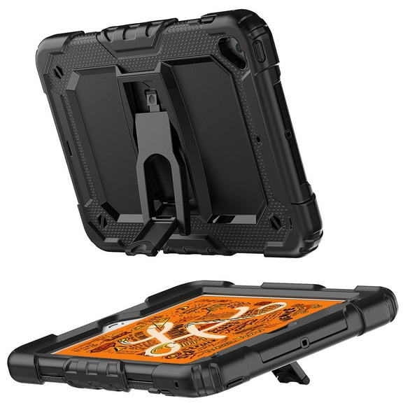 Case For Apple iPad Mini 5 (2019), iPad Mini 4 (2015) Heavy Duty Full Body 2in1 Rugged Shockproof Protective Tablet Kickstand Tablet Cover [ Black ]