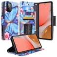 thumbnail image 1 of Case For Galaxy A52 5G Leather Flip Pouch Wallet Case Cover Folio [Kickstand] for Girls Women Phone Cases For Galaxy A52 5G Case - Blue Butterfly, 1 of 6