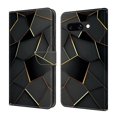 thumbnail image 1 of Case For Google Pixel 9a Crystal Material Painted Pattern With Multi-Card Holder Bills Slot, PU Leather Magnetic Wallet Case,Grey Gold,For Pixel 9a, 1 of 6