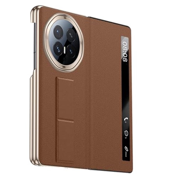 Case For Huawei Honor Magic V6, PU Leather Shell With Scratch-Resistant Smart View Window Folio Wristlet Holder Cover