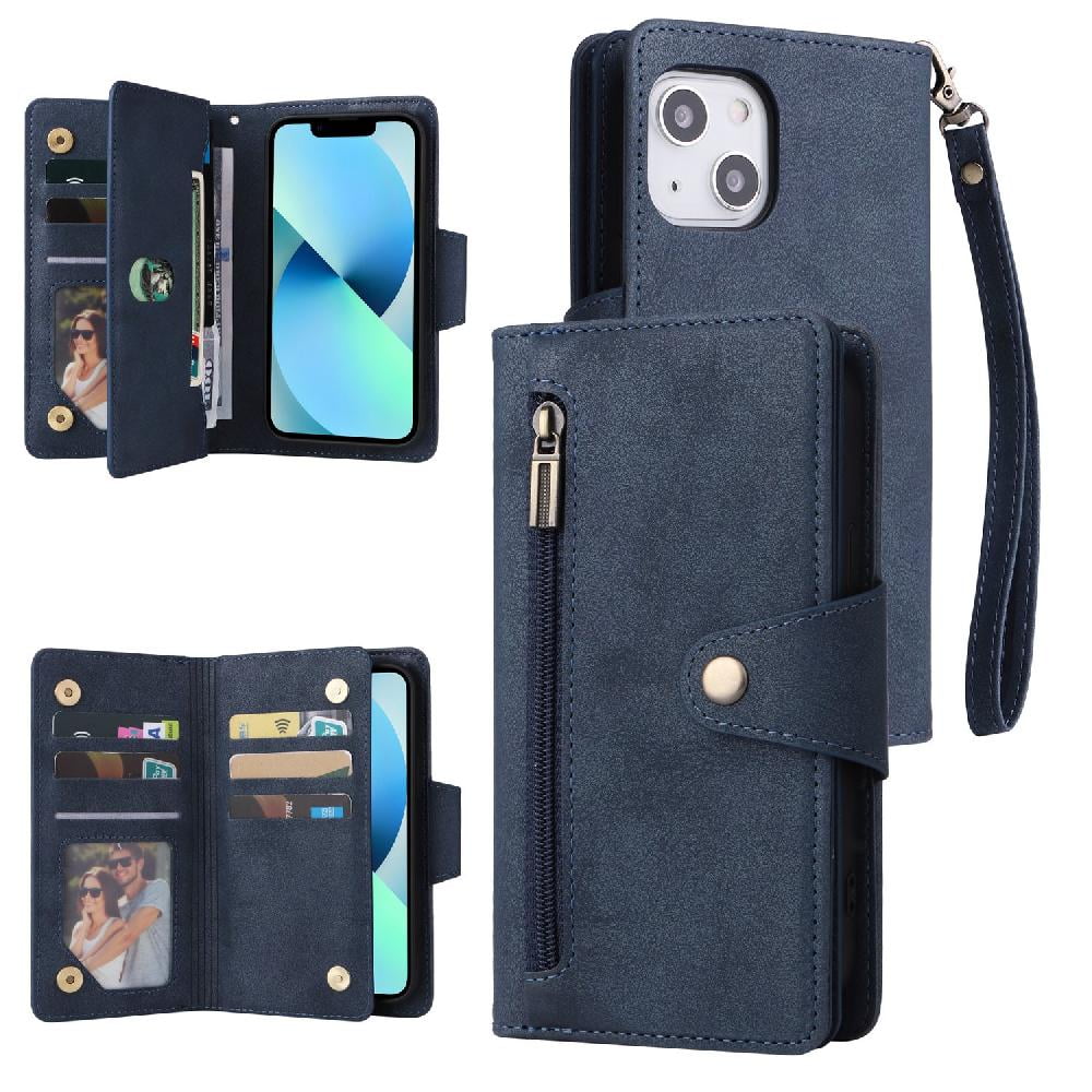 Case For IPhone 13 Card Holder With Hand Strap Zipper Wallet Cover ...
