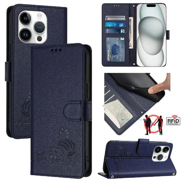 Case For IPhone 14 PRO Cat RFID Wallet Flip Cover Card Slot Holder