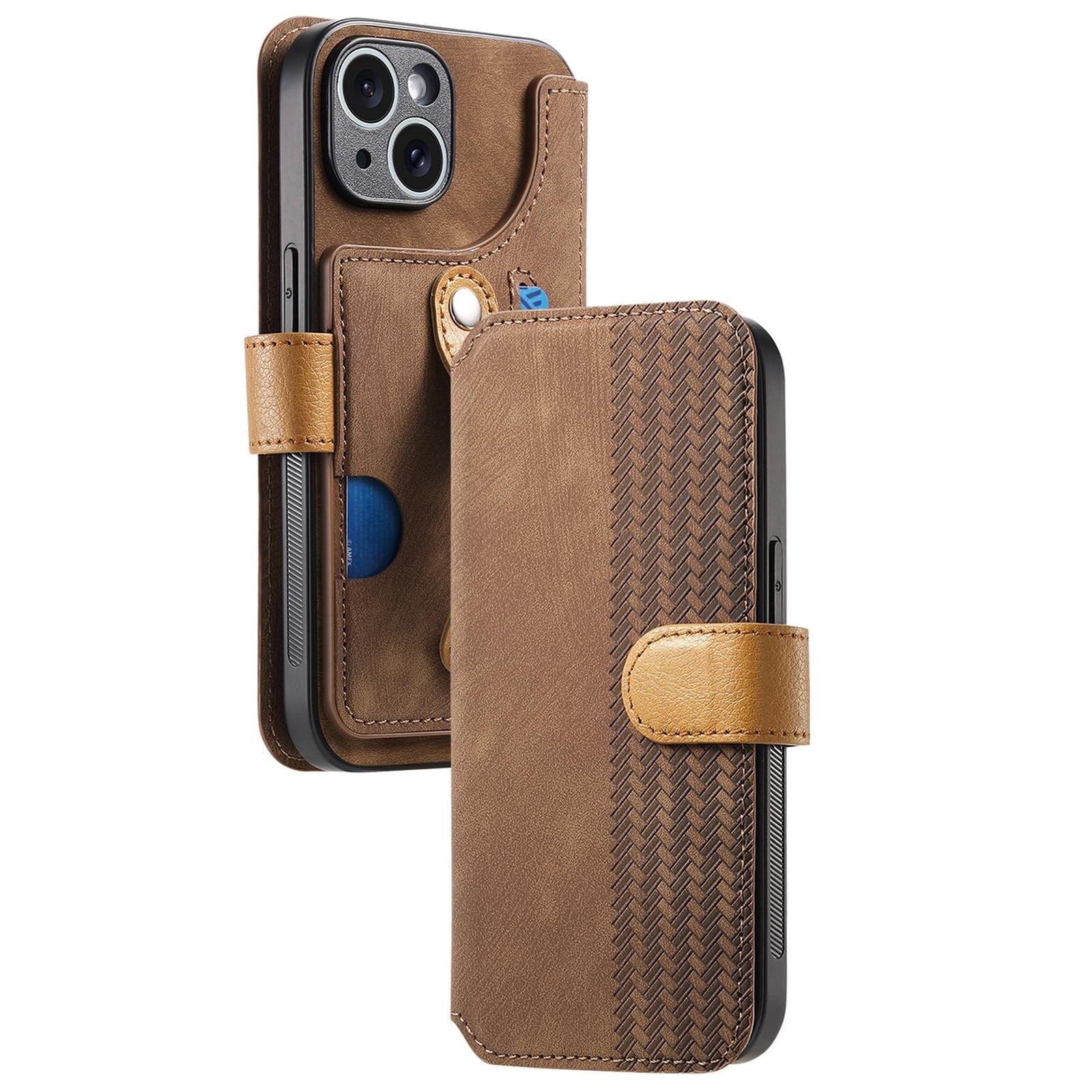 Case For IPhone 16/16 Plus/16 Pro/16 Pro Max, Flip Wallet Phone Case RFID Blocking Card Slot Cover Wrist Strap Anti-drop Leather Shell