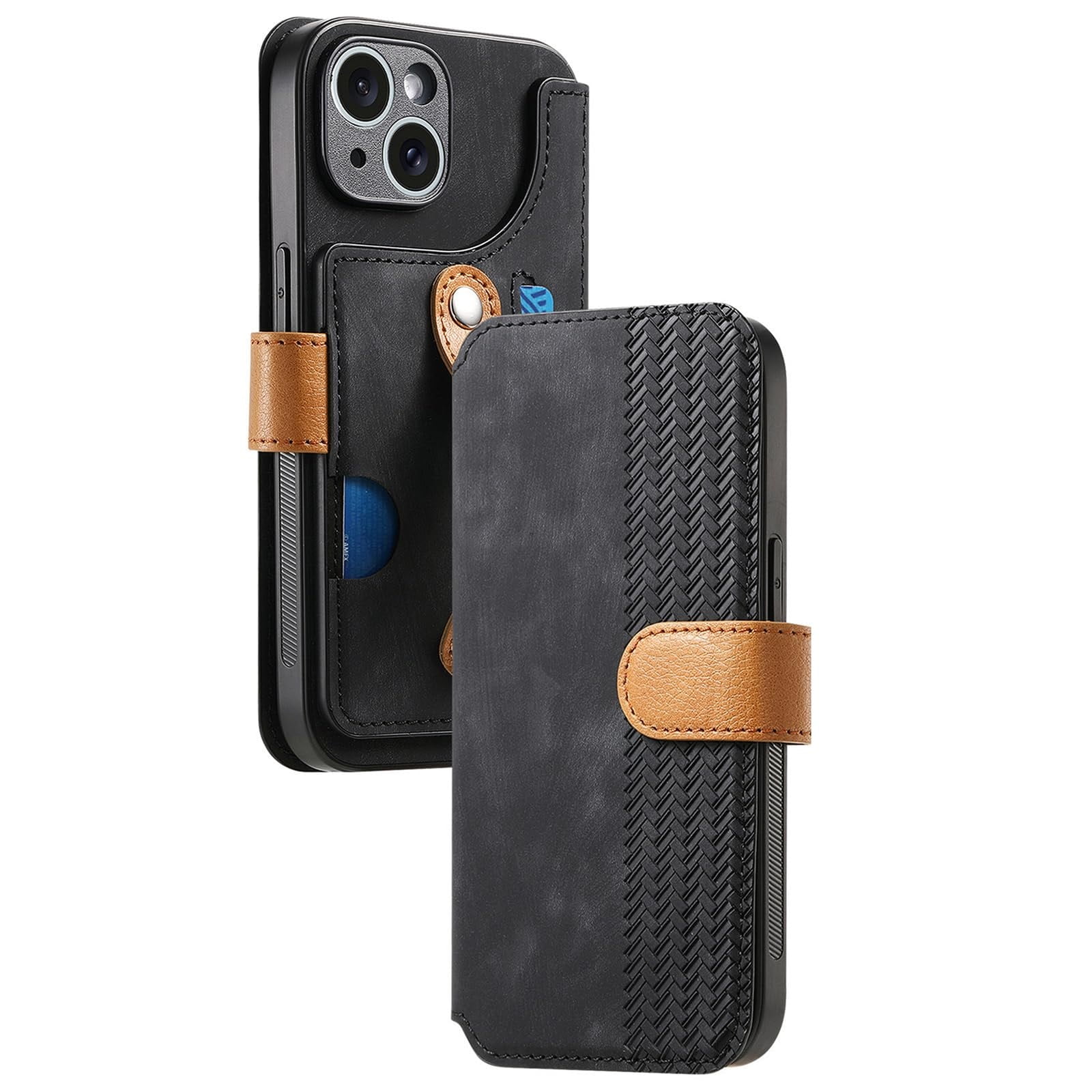 Case For IPhone 16/16 Plus/16 Pro/16 Pro Max, Flip Wallet Phone Case RFID Blocking Card Slot Cover Wrist Strap Anti-drop Leather Shell