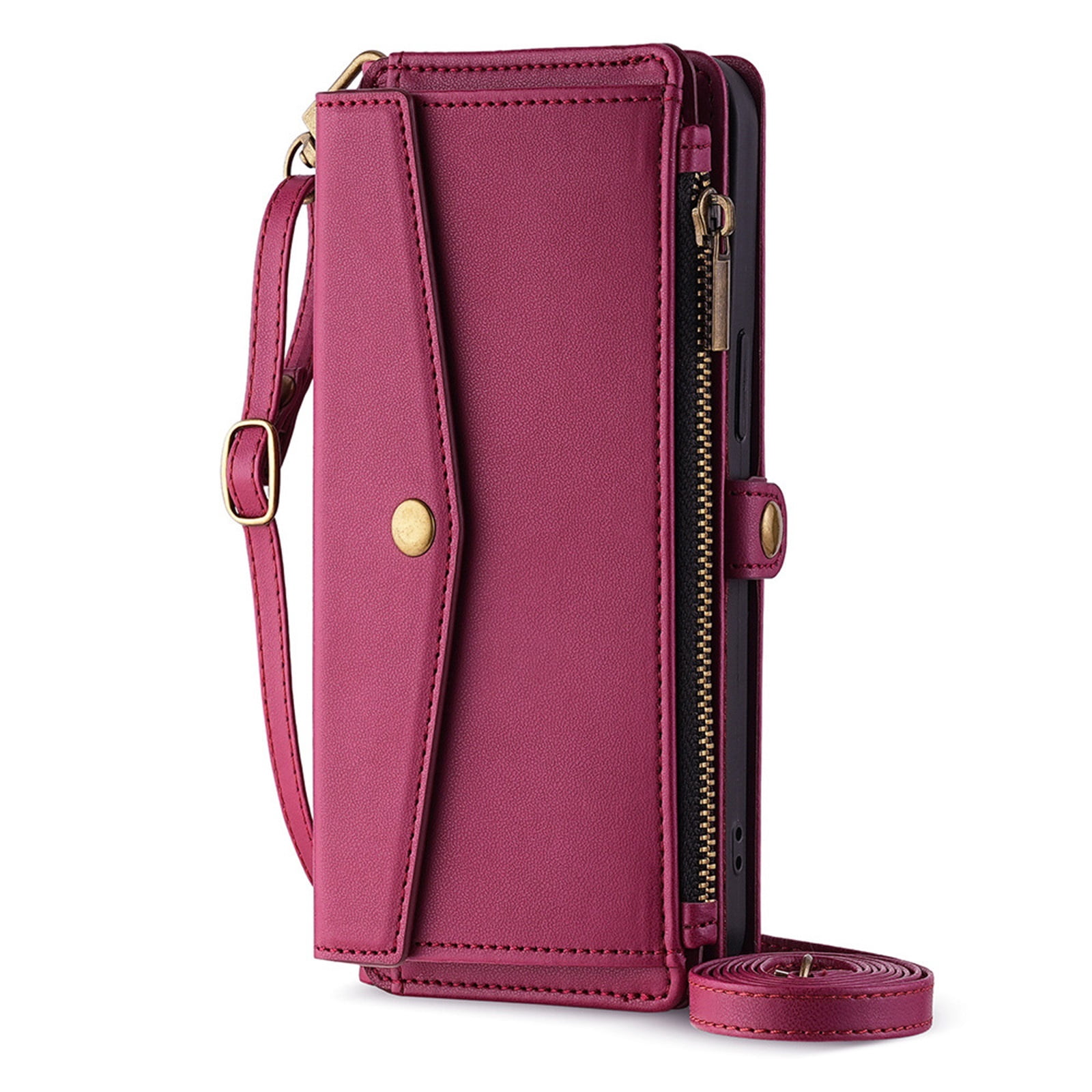 Case For IPhone 16/16 Pro/16 Plus/16 Pro Max, Leather Flip Card Holding Cover Portable Crossbody Strap Cell Phone Case
