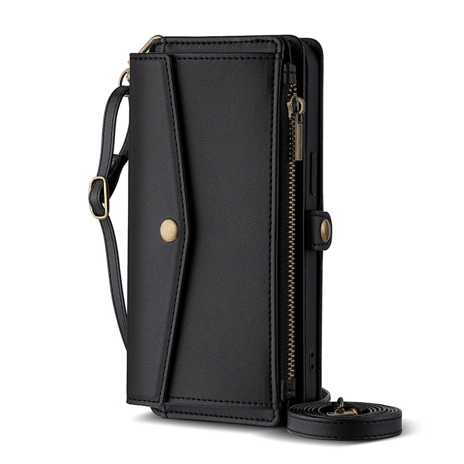 Case For IPhone 16/16 Pro/16 Plus/16 Pro Max, Leather Flip Card Holding Cover Portable Crossbody Strap Cell Phone Case