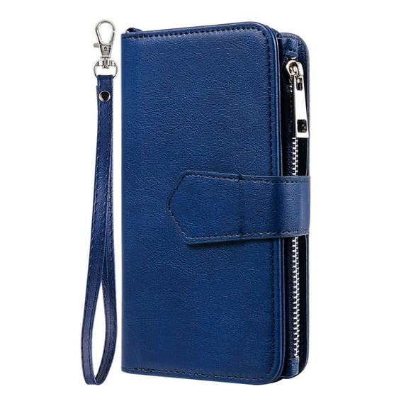 Case For IPhone 16/16 Pro/16 Pro Max/16 Plus, Detachable 2 In 1 Wallet Phone Case Magnetic Zipper Wristrap Cover Flip Card Holder Stand Shell