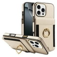 thumbnail image 1 of Case For IPhone 16 Pro Max/16 Plus/16 Pro/16 , Ring Kickstand Card Slots Case Magnetic Suction Leather Cover RFID Blocking Shell, 1 of 5