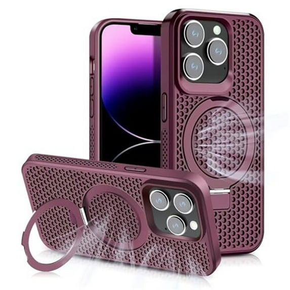 Case For IPhone 16 Pro Max/16 Pro/16 Plus/16, Dropproof Wireless Charging Case Slim Heat Dissipating Cover Magnetic Stand Shell