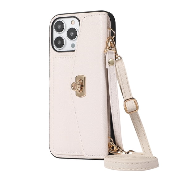 Case For IPhone 16 Pro Max/16 Pro/16 Plus/16, Magnetic Locking Clasp Case Leather Shell Stylish Lanyards Cover