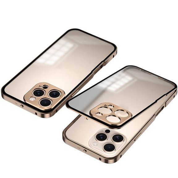 Case For IPhone 16 Pro Max/16 Pro, Metal Magnetic Lock Phone Cover Slim Shockproof Case Clear Frosted Not Yellowing Shell
