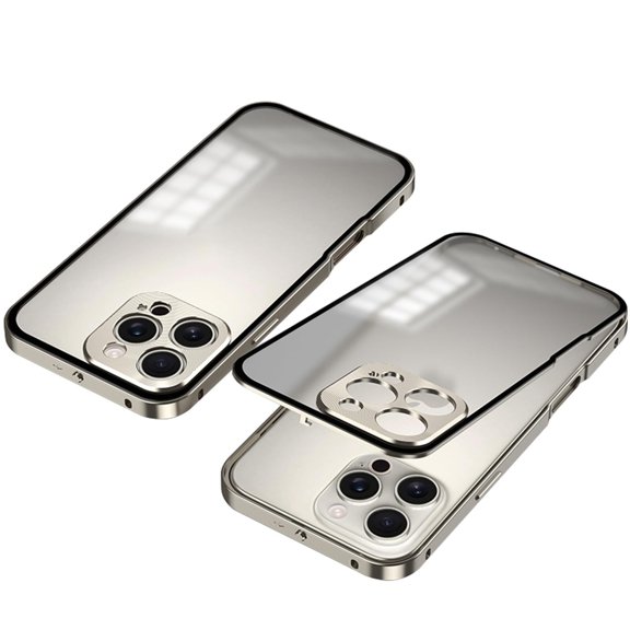 Case For IPhone 16 Pro Max/16 Pro, Metal Magnetic Lock Phone Cover Slim Shockproof Case Clear Frosted Not Yellowing Shell