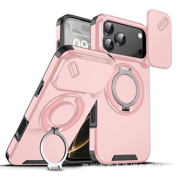 Case For IPhone 17 Pro Max/17 Pro/17 Air/17, Lens Protection Shell Magnetic Car Mounted Bracket Cover Ring Kickstand Shockproof Case