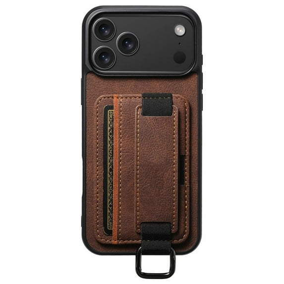 Case For IPhone 17 Pro Max/17 Pro/17 Air/17, Non-Slip PU Leather Cover With Card Slot Wristlet Holder Shell