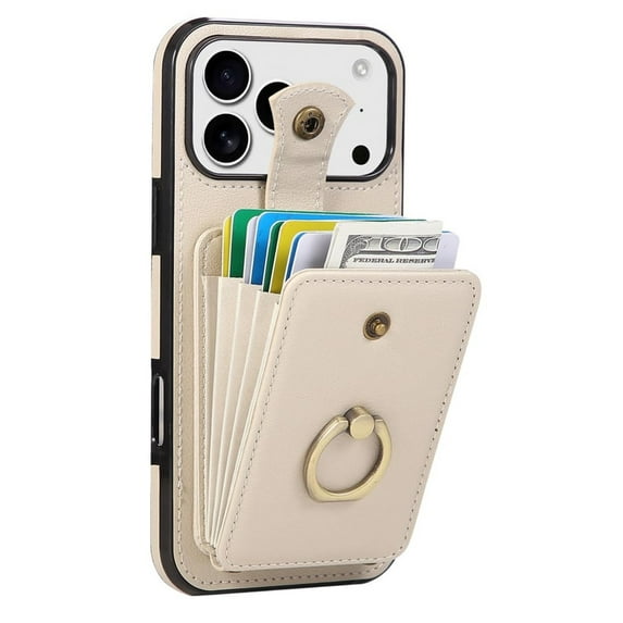 Case For IPhone 17 Pro Max/17 Pro/17 Air/17, RFID Blocking Wallet Cover Card Slot Stand Shell Adjustable Strap Case