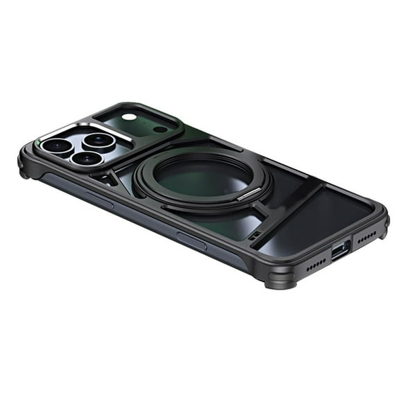 Case For IPhone 17 Pro Max/17 Pro/17, Alloy Hollowing Cooling Case Magnetic Ring Stand Cover Slim Frameless Shell