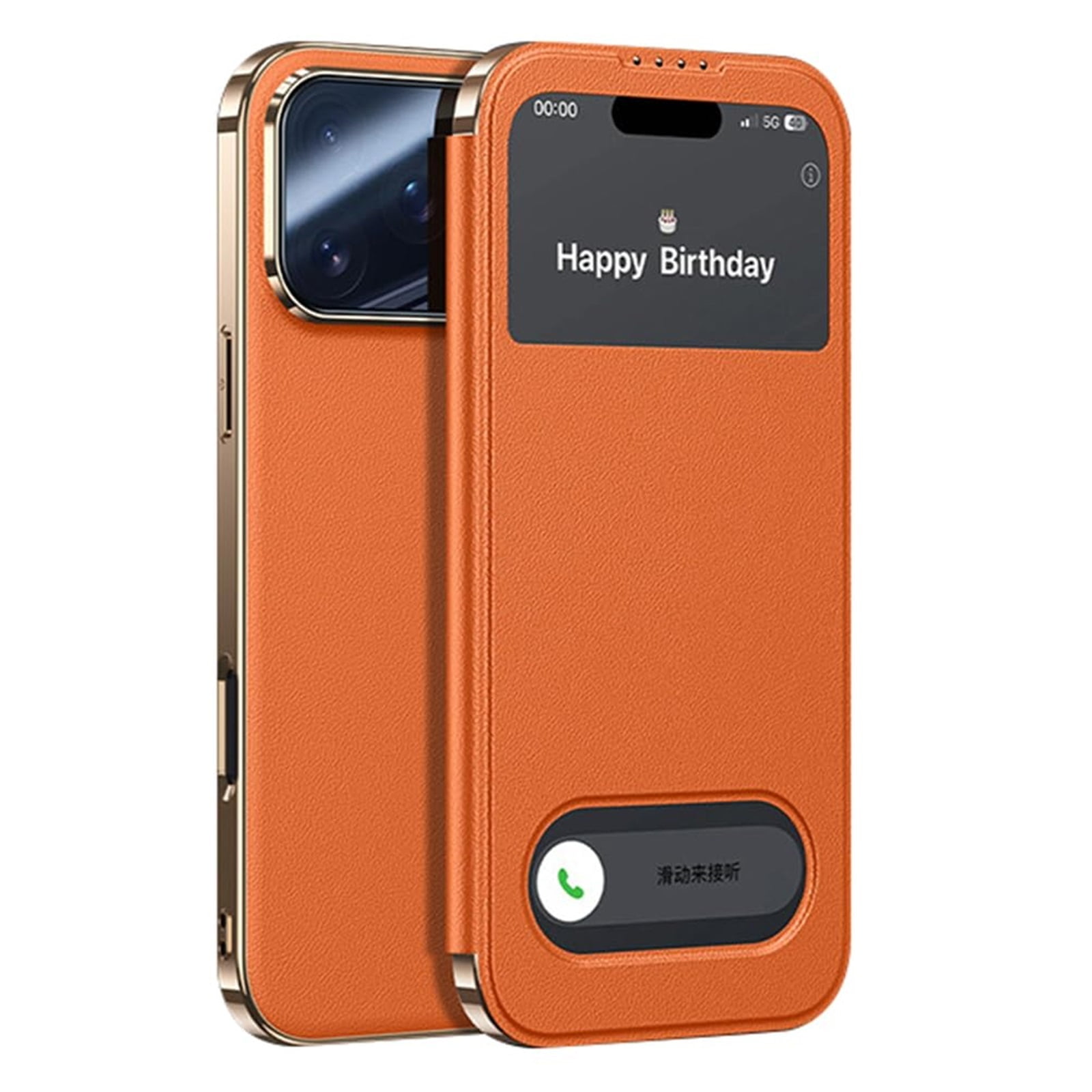 Genuine Leather Case For IPhone 17 (6.3 Inch), Vintage Pull-up Leather Case With Soft Fiber Lining, Lip Screen Protection, Fit For MagSafe Saddle - View #2