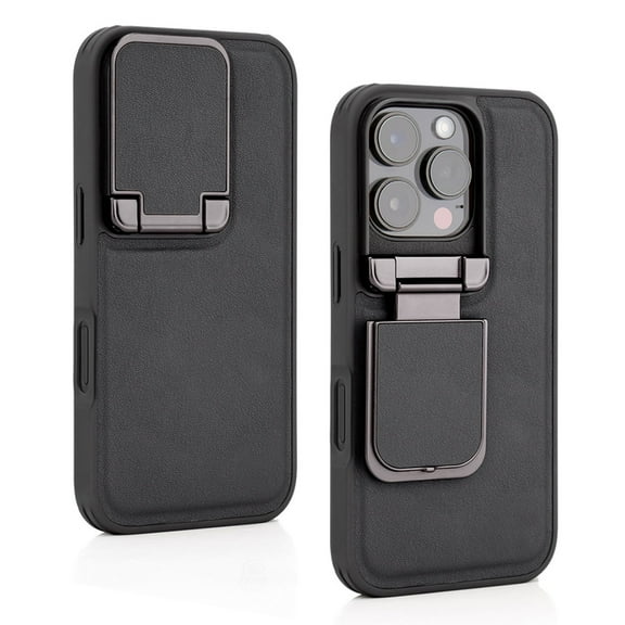 Case For IPhone16/16Plus/16Pro/16Pro Max, Genuine Leather Lens Flip Stand Cover Drop-proof Phone Shell