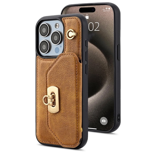 Case For Iphone 16/16 Plus/16 Pro/16 Pro Max, PU Leather Cover with Stand Crossbody Strap & Card Slots Case