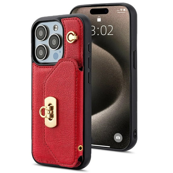 Case For Iphone 16/16 Plus/16 Pro/16 Pro Max, PU Leather Cover with Stand Crossbody Strap & Card Slots Case