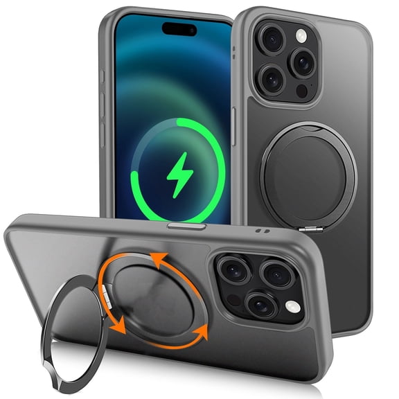 Case For Iphone 16 Pro Max/16 Plus/16 Pro/16, Frosted Magnetic Suction Cover Rotating Stand Shell