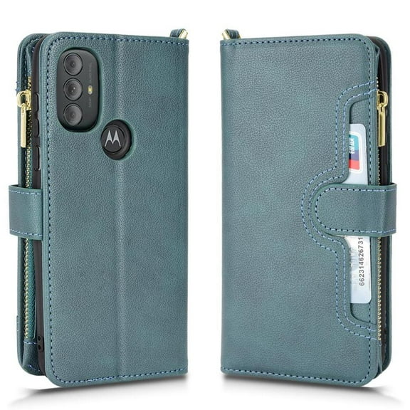 Case For Motorola Moto G Power 2022 Leather Cover Zipper Wallet Card Holder Magnetic PU Leather Flip