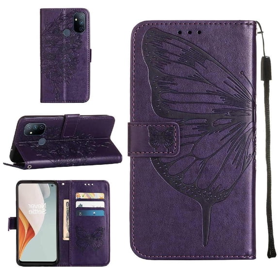 Case for OnePlus Nord N100 5G Premium Leather Embossing Butterfly Magnetic Flip Cover