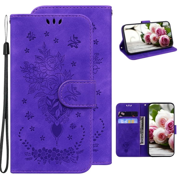 Case For OnePlus Nord N200 5G Embossed Pattern Leather Magnetic Closure Flip Cover Shockproof Non-slip Card Cash Pocket Wallet Phone Case For OnePlus Nord N200 5G,Purple