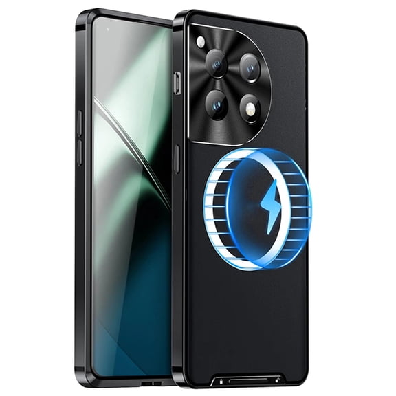 Case For Oneplus 12, Metal Bumper Translucent Matte Hard Back Cover, Magnetic Wireless Charging Compatible Cover