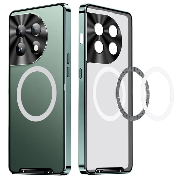 Case For Oneplus 12, Metal Bumper Translucent Matte Hard Back Cover, Magnetic Wireless Charging Compatible Cover