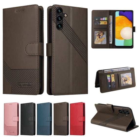 Case For Samsung Galaxy A13 5G,Premium PU Magnetic Flip Stand Protective Kickstand Credit Card Holder Cash Pocket Wallet Shockproof Phone Cover For Samsung Galaxy A13 5G,Brown
