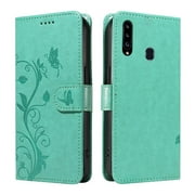 Case for Samsung Galaxy A20S High Quality Leather Wallet Phone Case With Hand Strap And Card Slot Embossed Butterfly