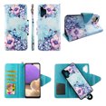 thumbnail image 1 of Case For Samsung Galaxy A32 5G Detachable Magnetic Wallet Pu Leather Cover Flap Closure Snap-on Book Style Cases Cash Pocket with Card Slots Holder Wrist Strap 2 in 1 Folio Flower on Blue, 1 of 3