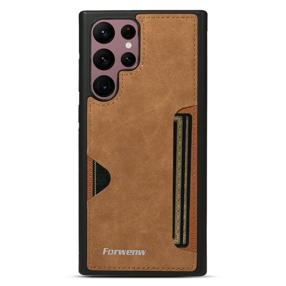 Case For Samsung Galaxy S23FE,Decase Ultra Slim Retro Style Minimalist PU Leather Phone Cover Durable Drop Protection Anti-Scratch Shockproof Case - brown
