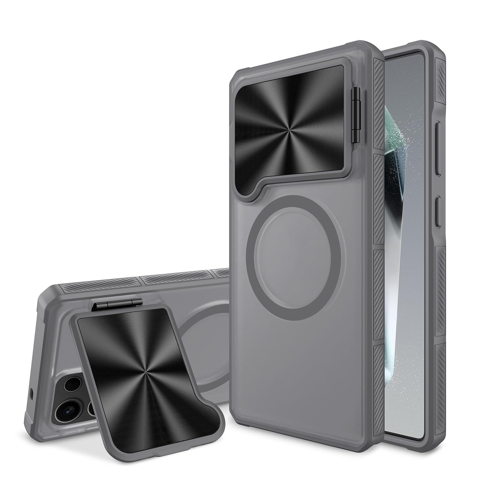 Case For Samsung Galaxy S25 Ultra, Flip Lens Stand Scratches Cover Slim Frosted Non Slip Case Magnetic Wireless Charging Shell