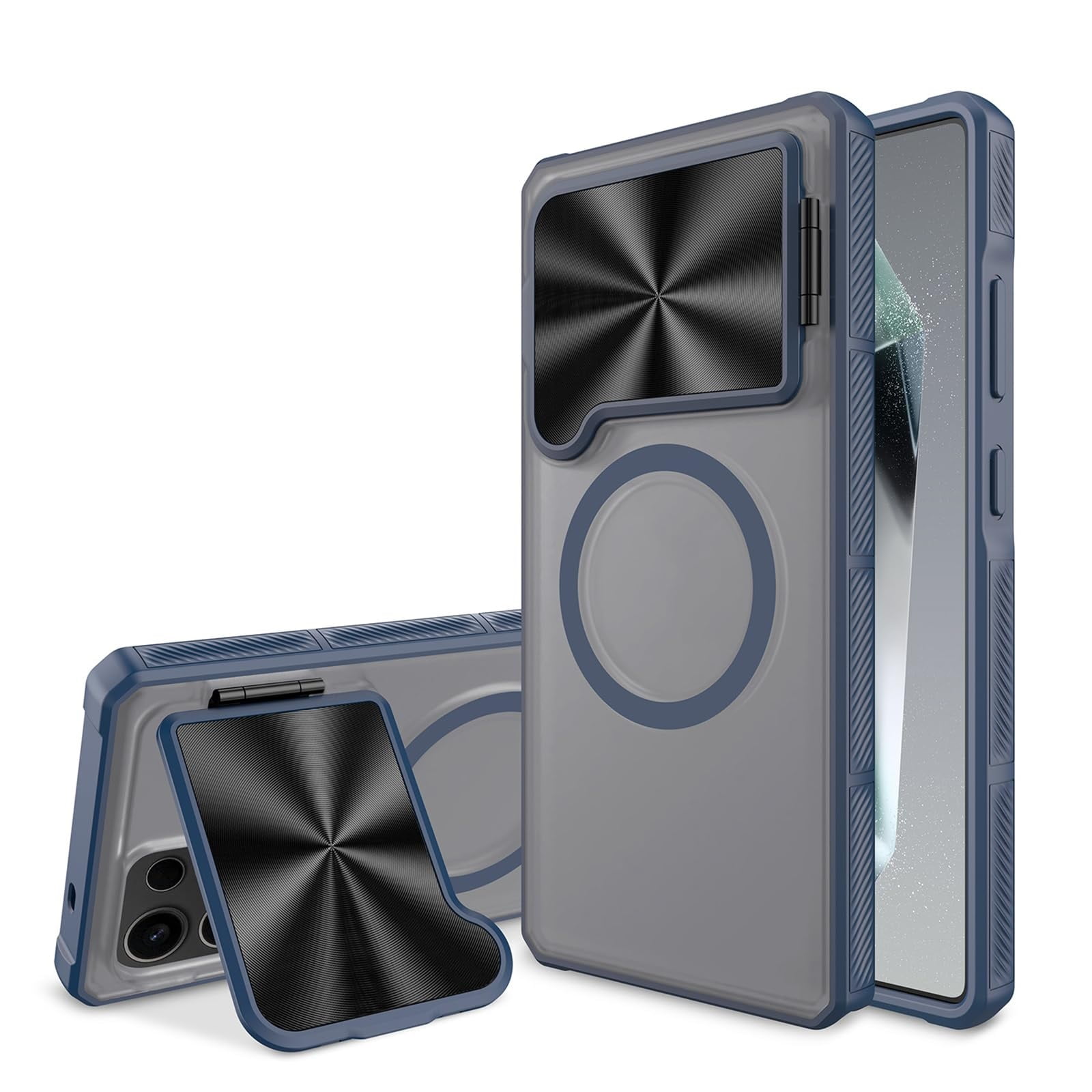 Case For Samsung Galaxy S25 Ultra, Flip Lens Stand Scratches Cover Slim Frosted Non Slip Case Magnetic Wireless Charging Shell