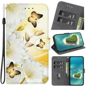 Case for Tecno Pop 7 Pro Card Slots Butterfly Flower Painted PU Leather Wallet Magnetic Closure