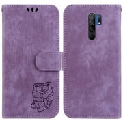 Case for Xiaomi Redmi 9 Wallet Case Embossed Cute Tiger Flip Folio Holder Cover Card Pocket