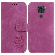 Case for Xiaomi Redmi Note 9 Embossed Cute Tiger Wallet Case Flip Folio Holder Cover Card Pocket