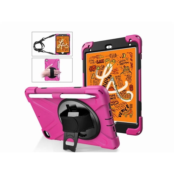 Case For iPad Mini 5 2019 Mini 4 2015 with Pencil Holder Shockproof Cover with Kickstand Hand & Shoulder Strip for iPad Mini 5th Mini 4th Gen